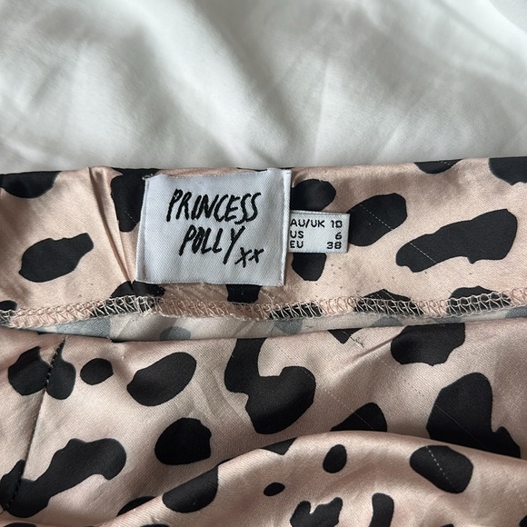 Princess Polly midi skirt leopard cheetah print satin size 6 - Picture 3 of 4